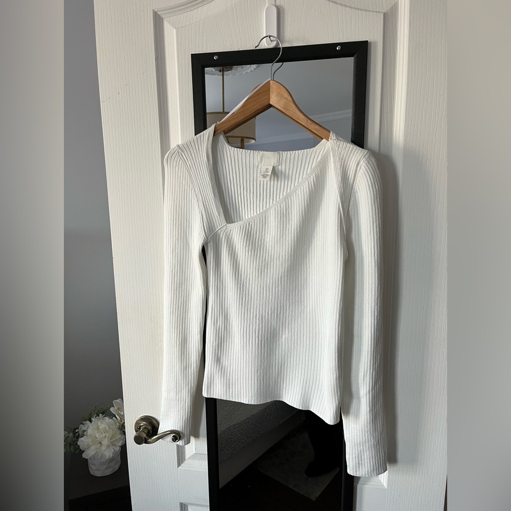 H&M asymmetric white sweater